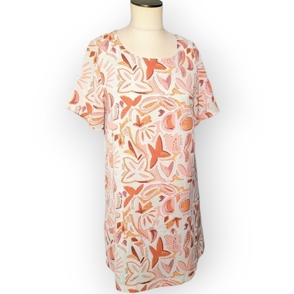 Entro Shift Dress Abstract print pastel earth tone neutrals Size Small - Picture 15 of 16